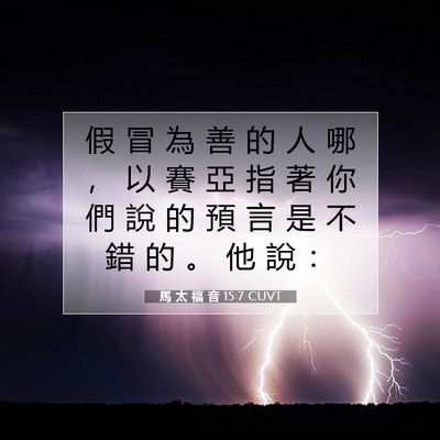 Picture 07 - 馬 太 福 音 15:7 CUVT - 假 冒 為 善 的 人 哪 ， 以 賽 亞 指 - Bible Verse Picture