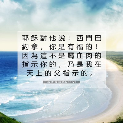 Picture 07 - 馬 太 福 音 16:17 CUVT - 耶 穌 對 他 說 ： 西 門 巴 約 拿 ， - Bible Verse Picture