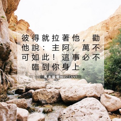 Picture 07 - 馬 太 福 音 16:22 CUVT - 彼 得 就 拉 著 他 ， 勸 他 說 ： 主 - Bible Verse Picture