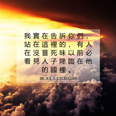 Picture 07 - 馬 太 福 音 16:28 CUVT - 我 實 在 告 訴 你 們 ， 站 在 這 裡 - Bible Verse Picture