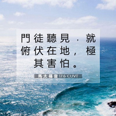 Picture 07 - 馬 太 福 音 17:6 CUVT - 門 徒 聽 見 ﹐ 就 俯 伏 在 地 ， 極 - Bible Verse Picture