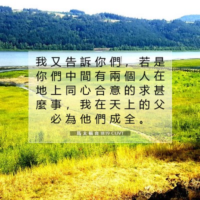 Picture 07 - 馬 太 福 音 18:19 CUVT - 我 又 告 訴 你 們 ， 若 是 你 們 中 - Bible Verse Picture