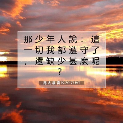 Picture 07 - 馬 太 福 音 19:20 CUVT - 那 少 年 人 說 ： 這 一 切 我 都 遵 - Bible Verse Picture