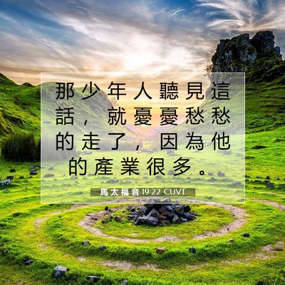 Picture 07 - 馬 太 福 音 19:22 CUVT - 那 少 年 人 聽 見 這 話 ， 就 憂 憂 - Bible Verse Picture