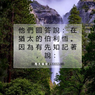 Picture 07 - 馬 太 福 音 2:5 CUVT - 他 們 回 答 說 ： 在 猶 太 的 伯 利 - Bible Verse Picture
