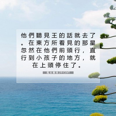 Picture 07 - 馬 太 福 音 2:9 CUVT - 他 們 聽 見 王 的 話 就 去 了 。 在 - Bible Verse Picture