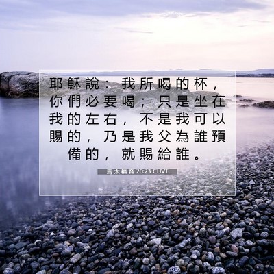 Picture 07 - 馬 太 福 音 20:23 CUVT - 耶 穌 說 ： 我 所 喝 的 杯 ， 你 們 - Bible Verse Picture