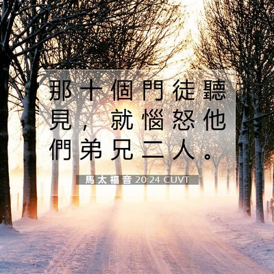Picture 07 - 馬 太 福 音 20:24 CUVT - 那 十 個 門 徒 聽 見 ， 就 惱 怒 他 - Bible Verse Picture