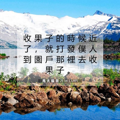 Picture 07 - 馬 太 福 音 21:34 CUVT - 收 果 子 的 時 候 近 了 ， 就 打 發 - Bible Verse Picture