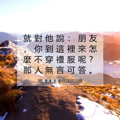 Picture 07 - 馬 太 福 音 22:12 CUVT - 就 對 他 說 ： 朋 友 ， 你 到 這 裡 - Bible Verse Picture