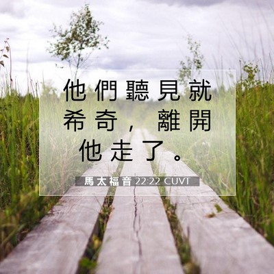 Picture 07 - 馬 太 福 音 22:22 CUVT - 他 們 聽 見 就 希 奇 ， 離 開 他 走 - Bible Verse Picture