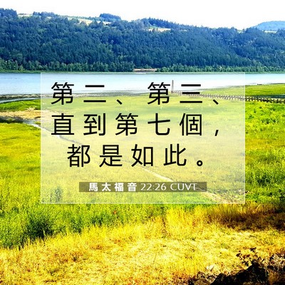 Picture 07 - 馬 太 福 音 22:26 CUVT - 第 二 、 第 三 、 直 到 第 七 個 ， - Bible Verse Picture