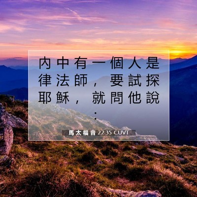Picture 07 - 馬 太 福 音 22:35 CUVT - 內 中 有 一 個 人 是 律 法 師 ， 要 - Bible Verse Picture