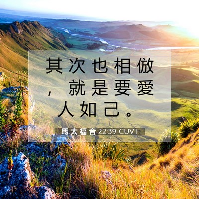 Picture 07 - 馬 太 福 音 22:39 CUVT - 其 次 也 相 倣 ， 就 是 要 愛 人 如 - Bible Verse Picture