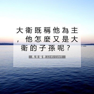 Picture 07 - 馬 太 福 音 22:45 CUVT - 大 衛 既 稱 他 為 主 ， 他 怎 麼 又 - Bible Verse Picture