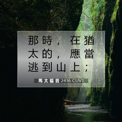 Picture 07 - 馬 太 福 音 24:16 CUVT - 那 時 ， 在 猶 太 的 ， 應 當 逃 到 - Bible Verse Picture
