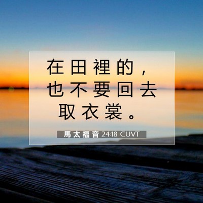 Picture 07 - 馬 太 福 音 24:18 CUVT - 在 田 裡 的 ， 也 不 要 回 去 取 衣 - Bible Verse Picture