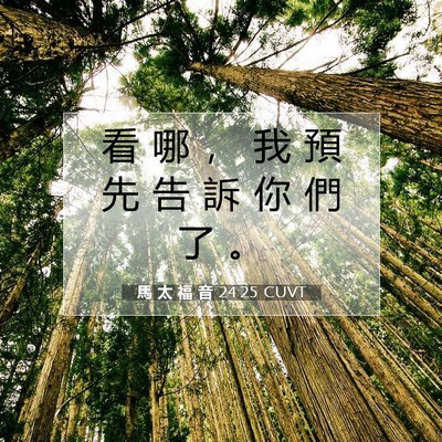 Picture 07 - 馬 太 福 音 24:25 CUVT - 看 哪 ， 我 預 先 告 訴 你 們 了 - Bible Verse Picture