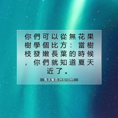 Picture 07 - 馬 太 福 音 24:32 CUVT - 你 們 可 以 從 無 花 果 樹 學 個 比 - Bible Verse Picture