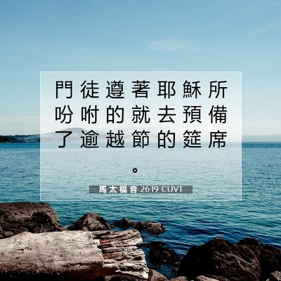 Picture 07 - 馬 太 福 音 26:19 CUVT - 門 徒 遵 著 耶 穌 所 吩 咐 的 就 去 - Bible Verse Picture