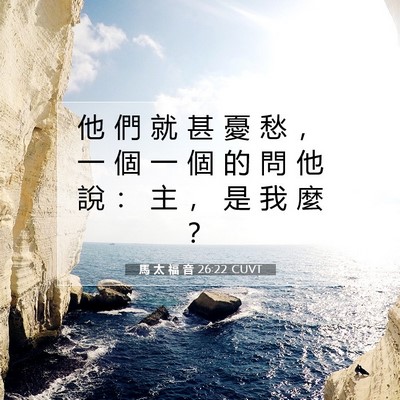 Picture 07 - 馬 太 福 音 26:22 CUVT - 他 們 就 甚 憂 愁 ， 一 個 一 個 的 - Bible Verse Picture