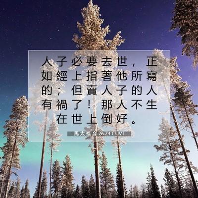 Picture 07 - 馬 太 福 音 26:24 CUVT - 人 子 必 要 去 世 ， 正 如 經 上 指 - Bible Verse Picture