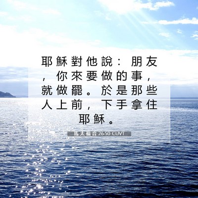 Picture 07 - 馬 太 福 音 26:50 CUVT - 耶 穌 對 他 說 ： 朋 友 ， 你 來 要 - Bible Verse Picture