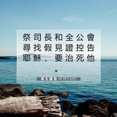 Picture 07 - 馬 太 福 音 26:59 CUVT - 祭 司 長 和 全 公 會 尋 找 假 見 證 - Bible Verse Picture