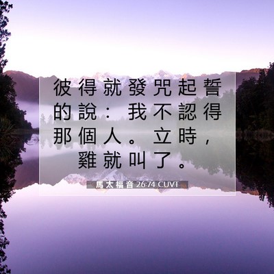 Picture 07 - 馬 太 福 音 26:74 CUVT - 彼 得 就 發 咒 起 誓 的 說 ： 我 不 - Bible Verse Picture
