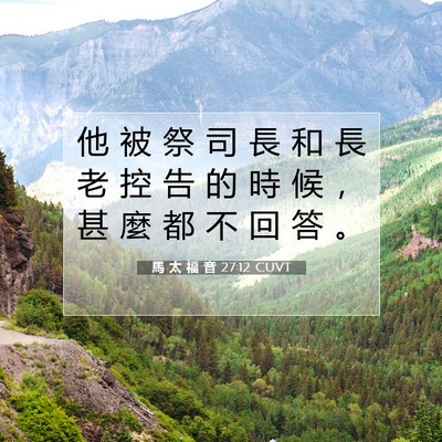 Picture 07 - 馬 太 福 音 27:12 CUVT - 他 被 祭 司 長 和 長 老 控 告 的 時 - Bible Verse Picture