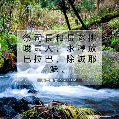 Picture 07 - 馬 太 福 音 27:20 CUVT - 祭 司 長 和 長 老 挑 唆 眾 人 ， 求 - Bible Verse Picture
