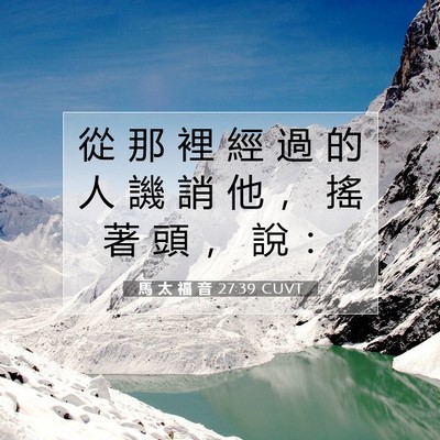 Picture 07 - 馬 太 福 音 27:39 CUVT - 從 那 裡 經 過 的 人 譏 誚 他 ， 搖 - Bible Verse Picture