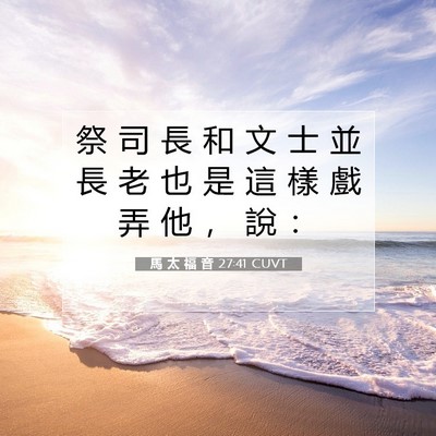 Picture 07 - 馬 太 福 音 27:41 CUVT - 祭 司 長 和 文 士 並 長 老 也 是 這 - Bible Verse Picture