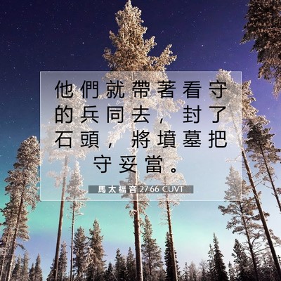 Picture 07 - 馬 太 福 音 27:66 CUVT - 他 們 就 帶 著 看 守 的 兵 同 去 ， - Bible Verse Picture