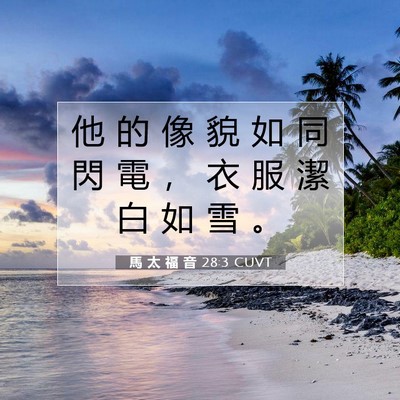 Picture 07 - 馬 太 福 音 28:3 CUVT - 他 的 像 貌 如 同 閃 電 ， 衣 服 潔 - Bible Verse Picture