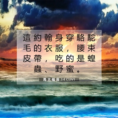 Picture 07 - 馬 太 福 音 3:4 CUVT - 這 約 翰 身 穿 駱 駝 毛 的 衣 服 ， - Bible Verse Picture