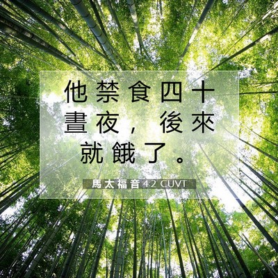 Picture 07 - 馬 太 福 音 4:2 CUVT - 他 禁 食 四 十 晝 夜 ， 後 來 就 餓 - Bible Verse Picture
