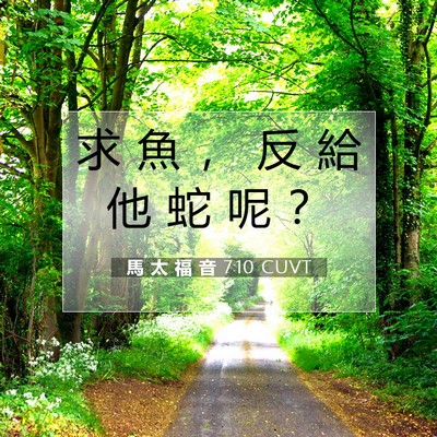 Picture 07 - 馬 太 福 音 7:10 CUVT - 求 魚 ， 反 給 他 蛇 呢 - Bible Verse Picture