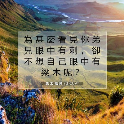 Picture 07 - 馬 太 福 音 7:3 CUVT - 為 甚 麼 看 見 你 弟 兄 眼 中 有 刺 - Bible Verse Picture