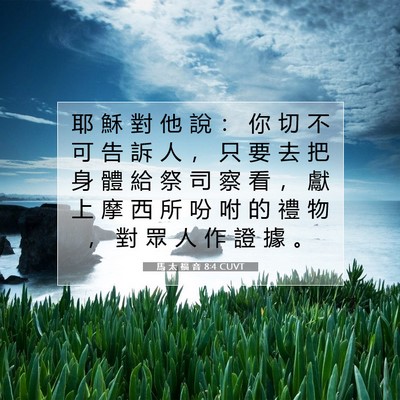 Picture 07 - 馬 太 福 音 8:4 CUVT - 耶 穌 對 他 說 ： 你 切 不 可 告 訴 - Bible Verse Picture