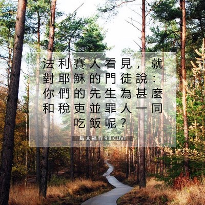Picture 07 - 馬 太 福 音 9:11 CUVT - 法 利 賽 人 看 見 ， 就 對 耶 穌 的 - Bible Verse Picture