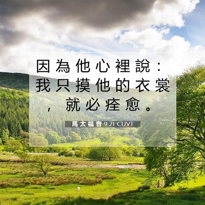 Picture 07 - 馬 太 福 音 9:21 CUVT - 因 為 他 心 裡 說 ： 我 只 摸 他 的 - Bible Verse Picture