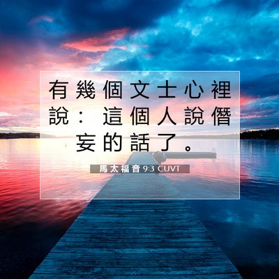 Picture 07 - 馬 太 福 音 9:3 CUVT - 有 幾 個 文 士 心 裡 說 ： 這 個 人 - Bible Verse Picture