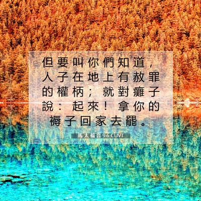 Picture 07 - 馬 太 福 音 9:6 CUVT - 但 要 叫 你 們 知 道 ， 人 子 在 地 - Bible Verse Picture