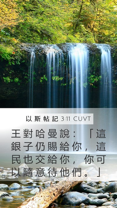以 斯 帖 記 3:11 CUVT Mobile Phone Wallpaper - 王 對 哈 曼 說 ： 「 這 銀 子 仍 賜 - Mobile Bible Verse Wallpaper