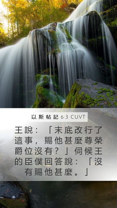 以 斯 帖 記 6:3 CUVT Mobile Phone Wallpaper - 王 說 ： 「 末 底 改 行 了 這 事 ， - Mobile Bible Verse Wallpaper