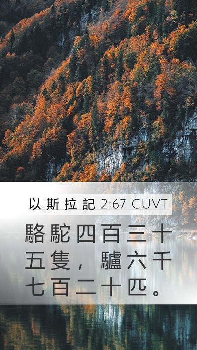 以 斯 拉 記 2:67 CUVT Mobile Phone Wallpaper - 駱 駝 四 百 三 十 五 隻 ， 驢 六 千 - Mobile Bible Verse Wallpaper