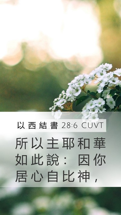 以 西 結 書 28:6 CUVT Mobile Phone Wallpaper - 所 以 主 耶 和 華 如 此 說 ： 因 你 - Mobile Bible Verse Wallpaper