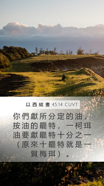 以 西 結 書 45:14 CUVT Mobile Phone Wallpaper - 你 們 獻 所 分 定 的 油 ， 按 油 的 - Mobile Bible Verse Wallpaper