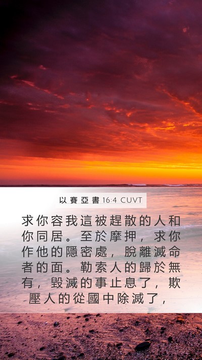 以 賽 亞 書 16:4 CUVT Mobile Phone Wallpaper - 求 你 容 我 這 被 趕 散 的 人 和 你 - Mobile Bible Verse Wallpaper